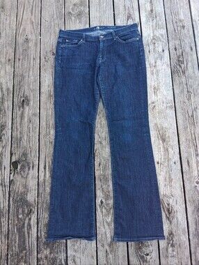 7 For All Mankind Bootcut Jeans Womens 31 Dark Wash Low Rise 33 Inseam